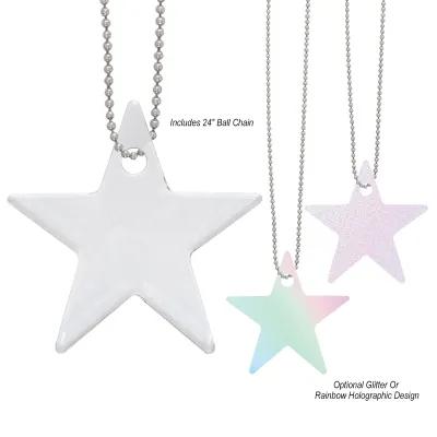 Acrylic Charm with Chain Star Shape - 2 in Diameter - promotional product with custom logo