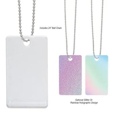 Acrylic Charm with Chain Rectangle - 1.15 x 2 x 0.06 in - promotional product with custom logo