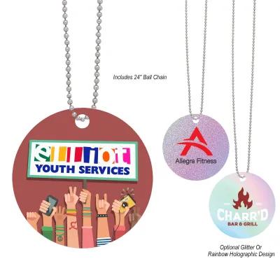 Acrylic Charm with Chain Circle Shape - 2 in Diameter