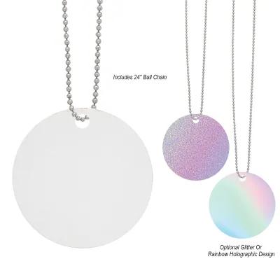 Acrylic Charm with Chain Circle Shape - 2 in Diameter - promotional product with custom logo