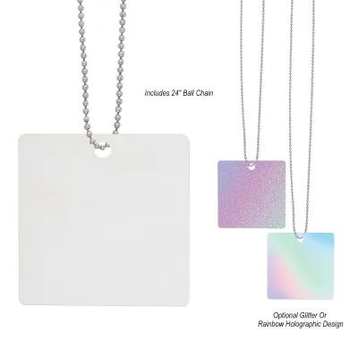 Acrylic Charm with Chain Square Shape - 2 x 2 x 0.06 in - promotional product with custom logo