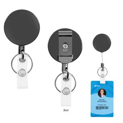 Zinc Alloy Retractable Badge Holder Steel Finish - product view 1