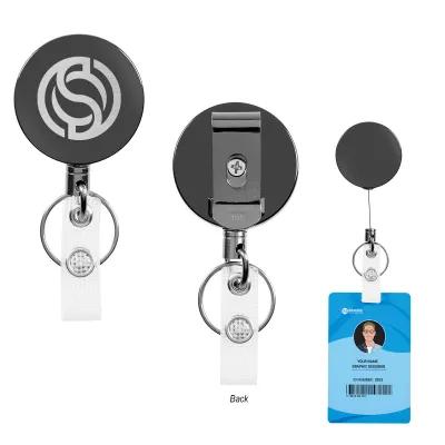 Zinc Alloy Retractable Badge Holder Steel Finish - product view 2
