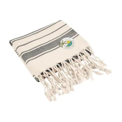 Woven Beach Towel Cotton with Tassels - 3 x 5.75 ft