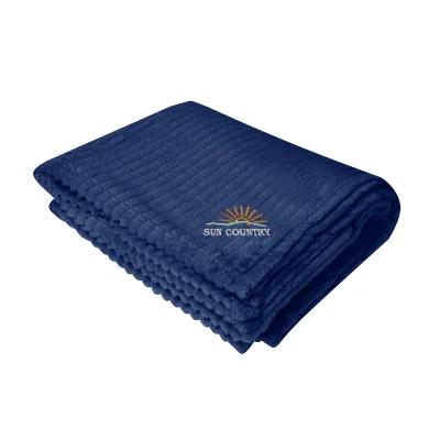 Flannel Blanket rPET Ribbed Lightweight Soft - 50 x 60 in