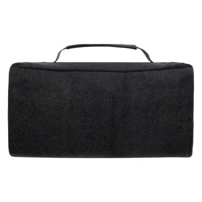 Roll-Up Blanket rPET Fleece Leatherette Flap - 47 x 52 in - promotional product with custom logo