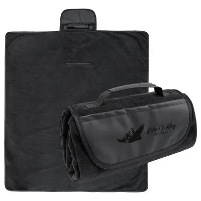 Roll-Up Blanket rPET Fleece Leatherette Flap - 47 x 52 in - product view 2