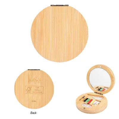 Sewing Kit Bamboo FSC Certified With Mirror - 3 in Diameter - product view 3