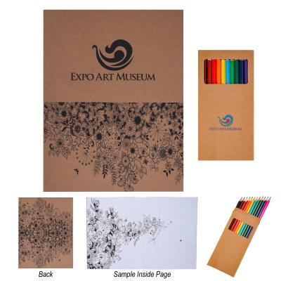 Adult Coloring Book with Colored Pencils Set - 8.5 x 11 in