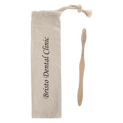 Bamboo Toothbrush Cotton Pouch Drawstring - 7.25 in