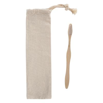 Bamboo Toothbrush Cotton Pouch Drawstring - 7.25 in - product view 3