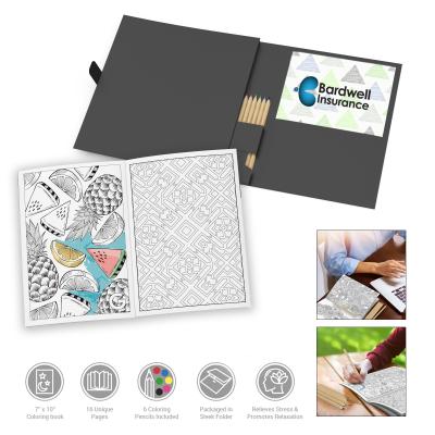 Adult Coloring Book Kit with Colored Pencils - 9 x 10 in