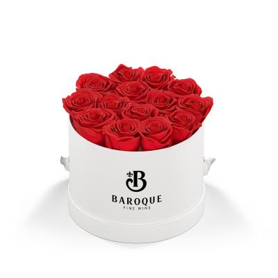 Rose Arrangement Small Round Eternity Roses Hat Box - 7 x 7 x 5 in - product view 3