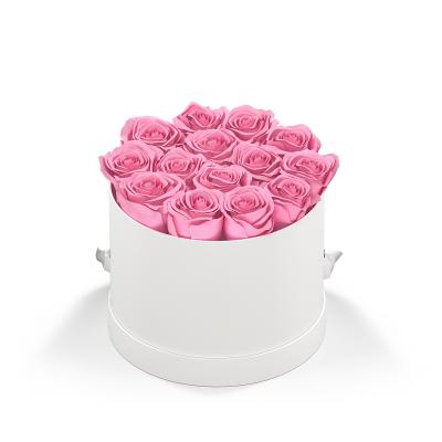Rose Arrangement Small Round Eternity Roses Hat Box - 7 x 7 x 5 in - product view 4