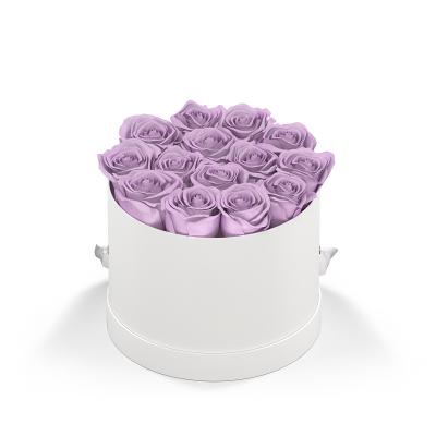 Rose Arrangement Small Round Eternity Roses Hat Box - 7 x 7 x 5 in - product view 5