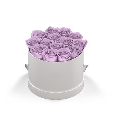 Rose Arrangement Small Round Eternity Roses Hat Box - 7 x 7 x 5 in - product view 8