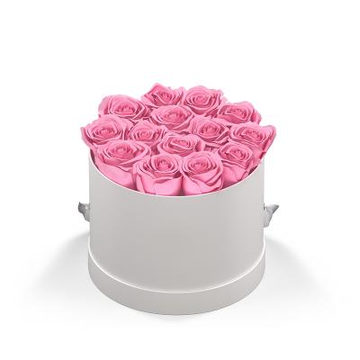 Rose Arrangement Small Round Eternity Roses Hat Box - 7 x 7 x 5 in - product view 9