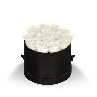 Rose Arrangement Small Round Eternity Roses Hat Box - 7 x 7 x 5 in - product view 12