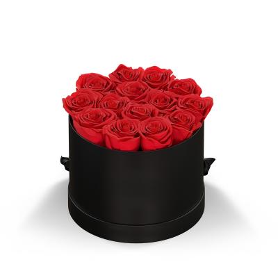 Rose Arrangement Small Round Eternity Roses Hat Box - 7 x 7 x 5 in - product view 14