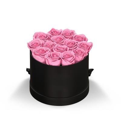 Rose Arrangement Small Round Eternity Roses Hat Box - 7 x 7 x 5 in - product view 16