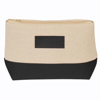 Cosmetic Bag Jute Canvas Zippered Natural - 10 x 5.5 in - product view 2