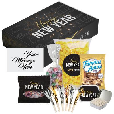 New Year Gift Set with Gourmet Snacks and Noisemakers