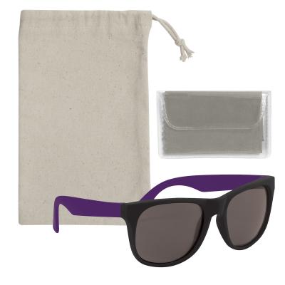 Sunglasses Kit Rubberized with Cloth and Pouch - promotional product with custom logo