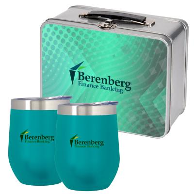 Wine Kit with Throwback Tin Box and Stemless Glasses - 12 oz