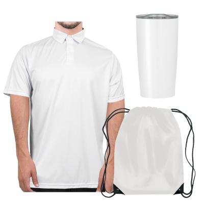 Polo Shirt and Tumbler Swag Bag Kit - 20 oz UPF 30 - promotional product with custom logo