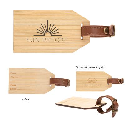 Outbound Bamboo Luggage Tag Leatherette Strap - 4 x 2.25 in