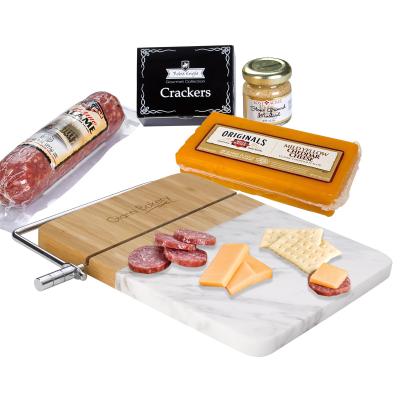 Charcuterie Set Marble Cutting Board with Gourmet Food - 9 in
