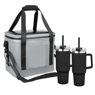 Water Resistant Cooler Bag with Tumblers Kit - promotional product with custom logo
