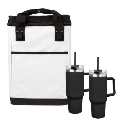 Cooler Backpack with Stainless Steel Tumblers Kit - promotional product with custom logo