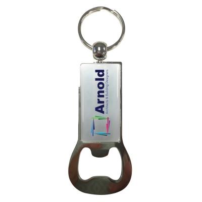 Bottle Opener Key Tag Zinc Alloy Epoxy Dome - 2.75 x 1.25 in