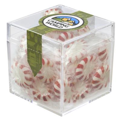 Acrylic Container Cube Shaped with Candy - 2 x 2 x 2 in - product view 1