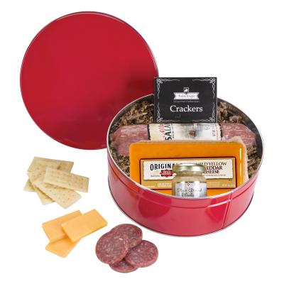 Food Tin King Size Cookies Popcorn Charcuterie - 8.125 in - promotional product with custom logo