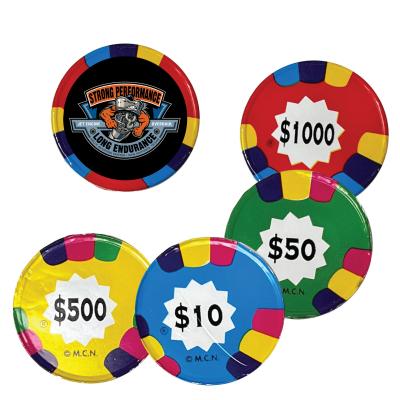 Chocolate Poker Chips Foil Wrapped Full Color Decal - 1.5 in