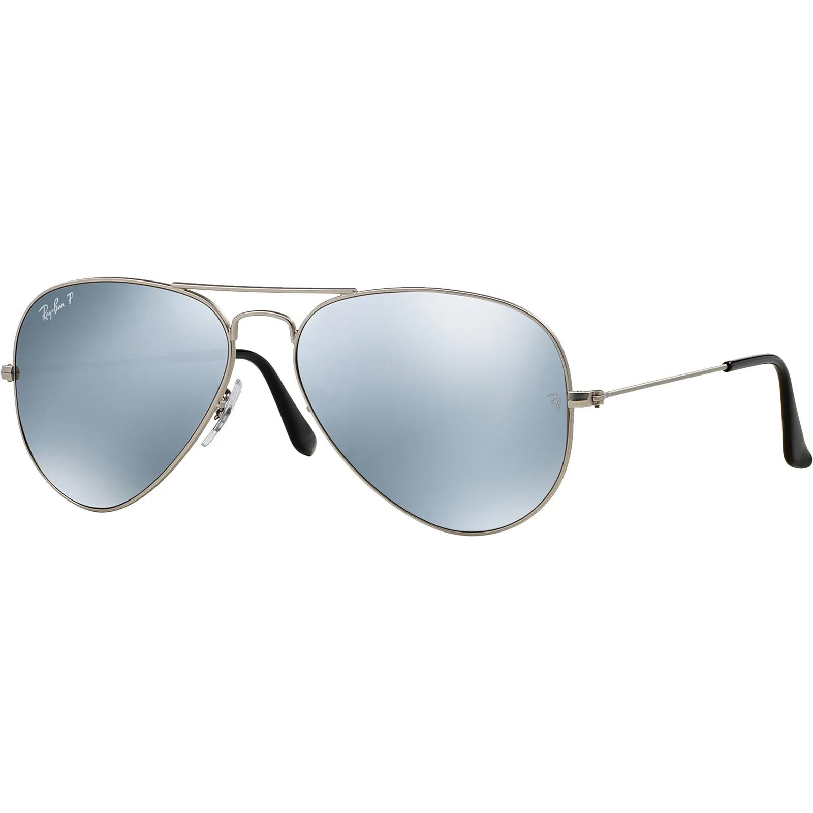 Ray-Ban Polarized Aviator Sunglasses Silver - 58/14/135