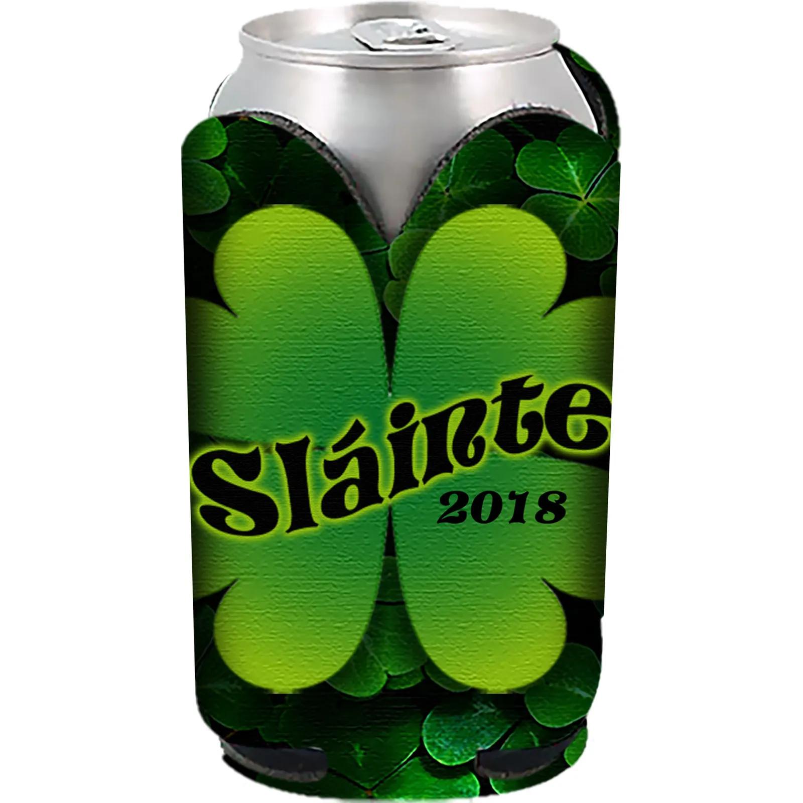 Custom Koozies Shamrock Can Cooler Scuba Foam - 4 x 4.25 in