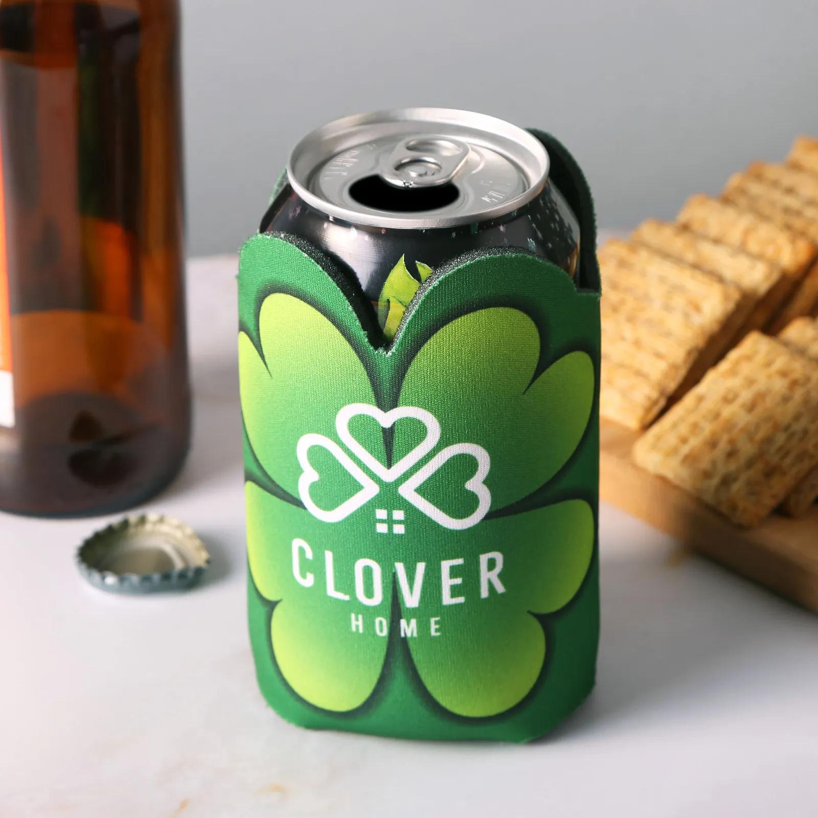 Custom Koozies Shamrock Can Cooler Scuba Foam - 4 x 4.25 in - product view 2