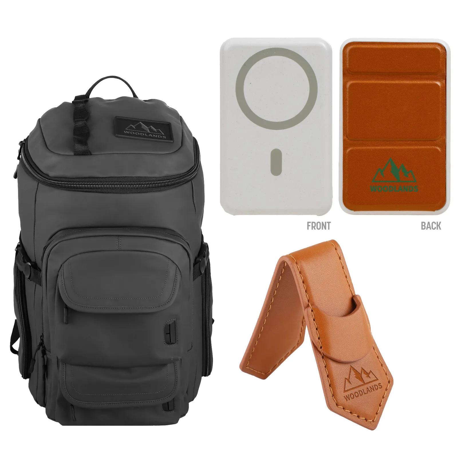 Recycled Adventure Kit with Backpack and Charger - 20 x 11 in - product view 2