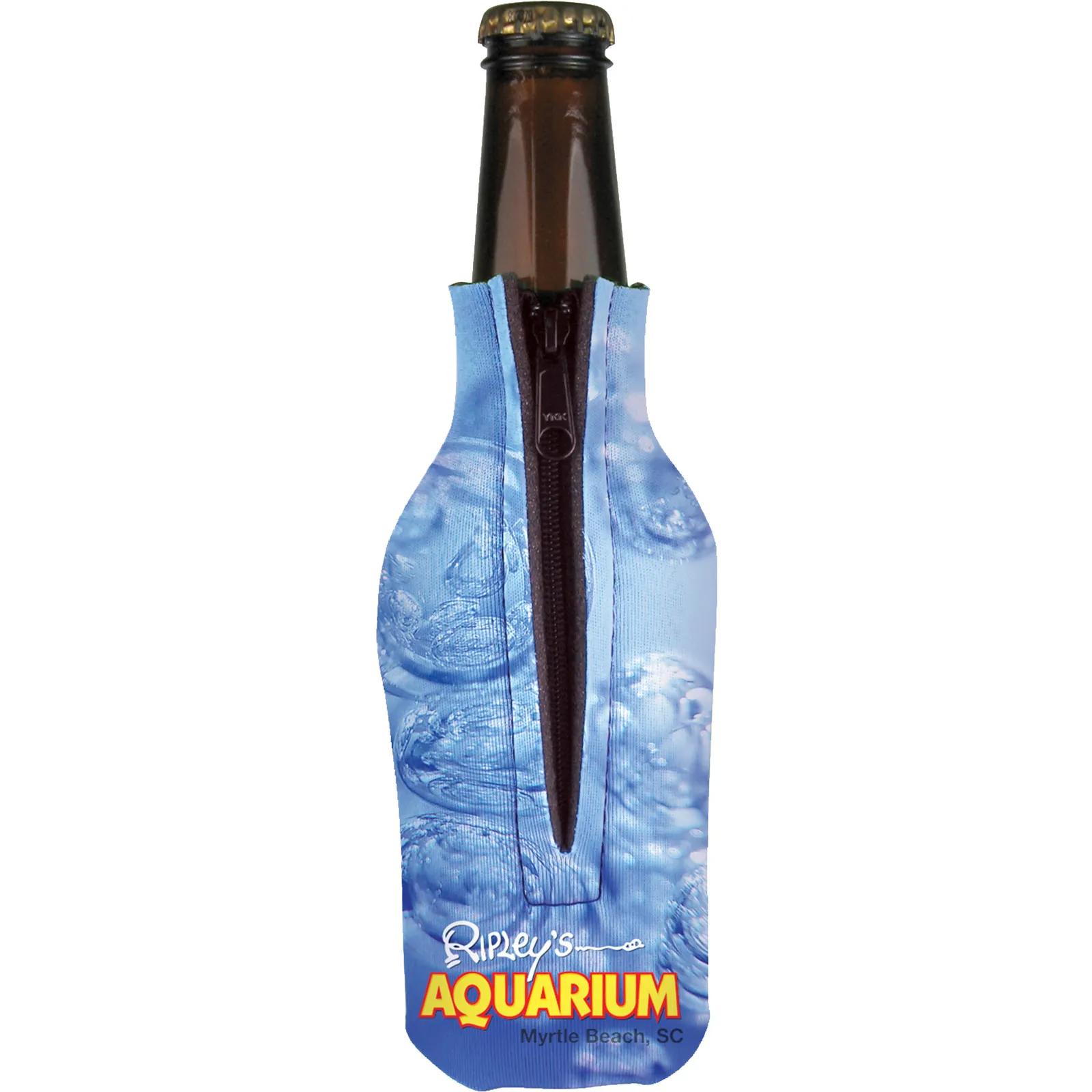 Bottle Cooler Zipper Full Color Scuba Foam - 12 oz