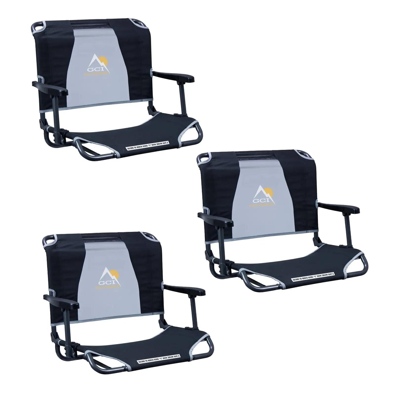 Stadium Chair with Armrests Aluminum Frame (3 Pack)