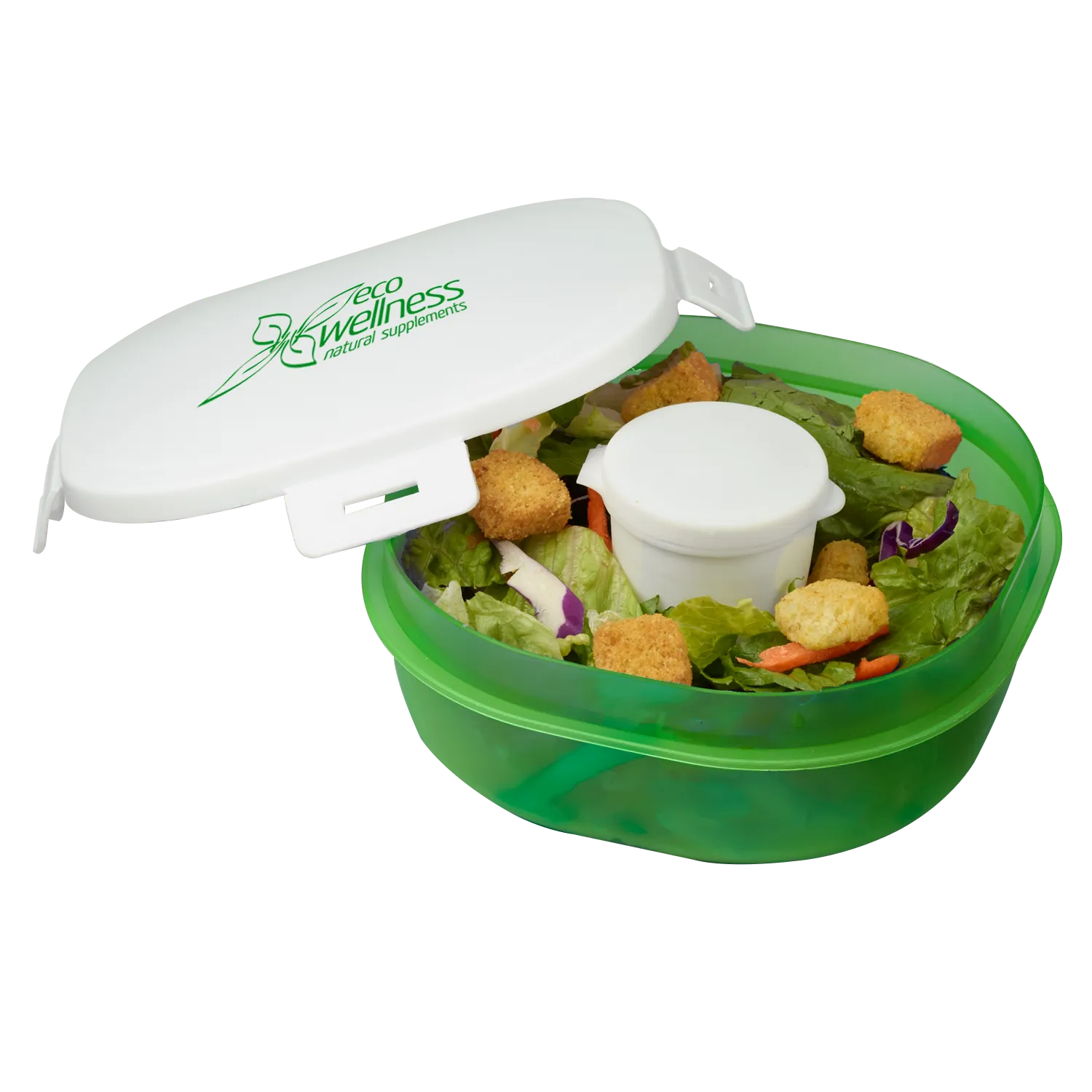 Salad Container Built-in Dressing Cup Polypropylene - 7 x 7 in