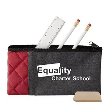 School Supply Kit Quilted Polyester Pouch - 9 x 4.75 in - product view 2