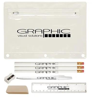 School Kit Academic Vinyl Pouch with Supplies - 9 1/4 x 6 1/4 in - product view 5