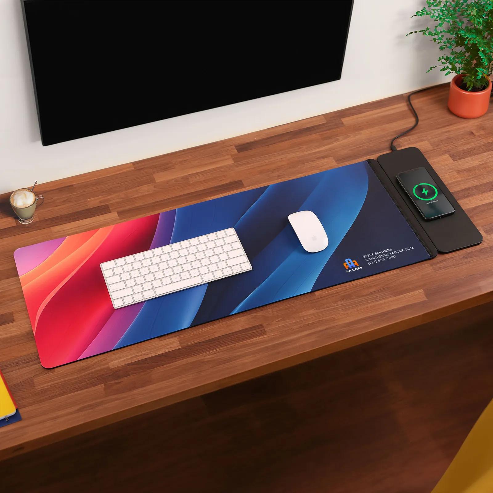Desk Mat Recycled Rubber Wireless Charging - 35 in