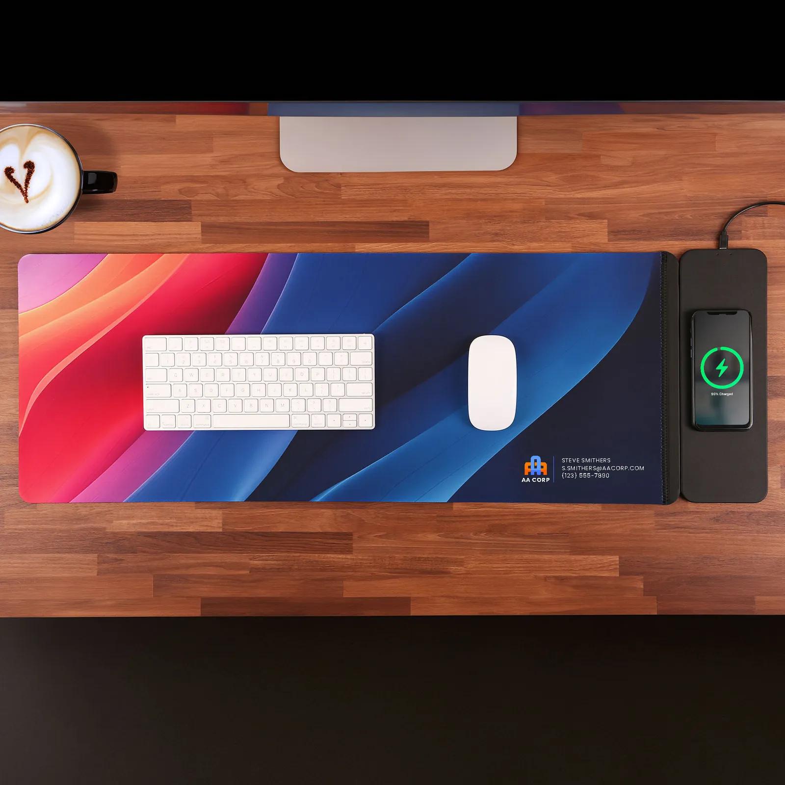 Desk Mat Recycled Rubber Wireless Charging - 35 in - product view 3