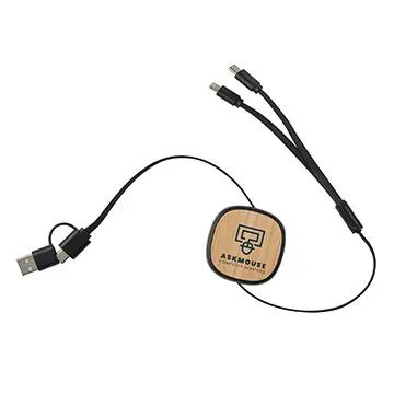 Charging Cable Bamboo Retractable 3-in-1 - 3 ft - product view 2