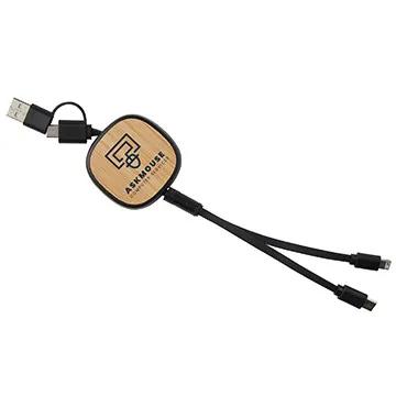 Charging Cable Bamboo Retractable 3-in-1 - 3 ft - product view 8